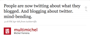 Tweeting about blogging?